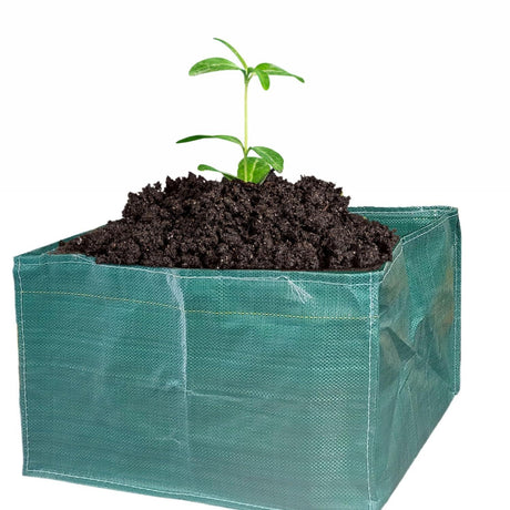 18x12x12 Inches Rectangular HDPE Grow Bags UV Protected Green Colour for Terrace and Vegetable Gardening, 2 Packs - Singhal Mart