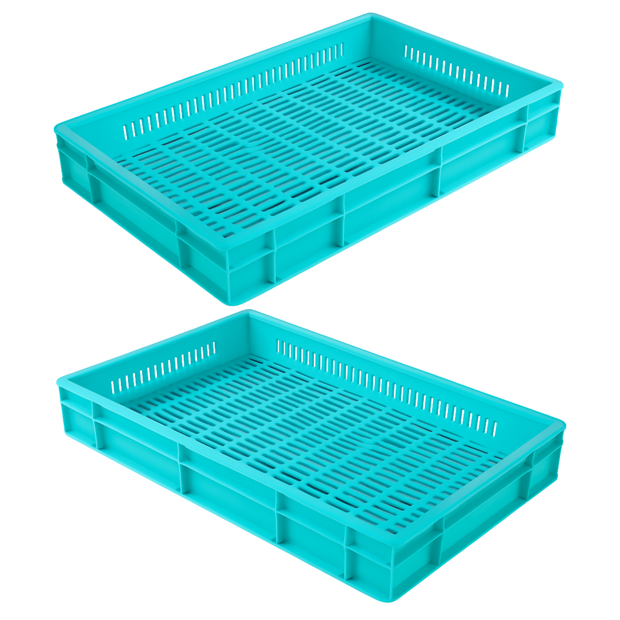 SINGHAL Plastic Jali Crate 600x400x80 MM, Heavy Duty Multipurpose Portable Storage Basket for Vegetables, Fruits, Milk & Large Items