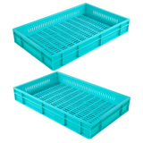 SINGHAL Plastic Jali Crate 600x400x80 MM, Heavy Duty Multipurpose Portable Storage Basket for Vegetables, Fruits, Milk & Large Items