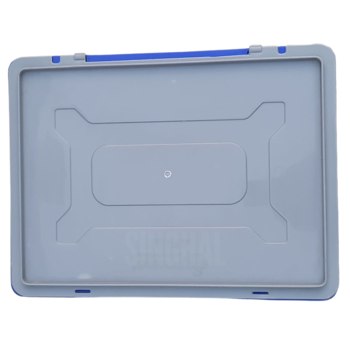 SINGHAL Blue Plastic Crate 400x300x220 MM with Lid, Heavy Duty Portable Storage Basket for Vegetables, Fruits, Milk & More | Multipurpose Shelf Bin