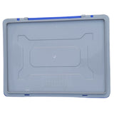 SINGHAL Blue Plastic Crate 400x300x220 MM with Lid, Heavy Duty Portable Storage Basket for Vegetables, Fruits, Milk & More | Multipurpose Shelf Bin