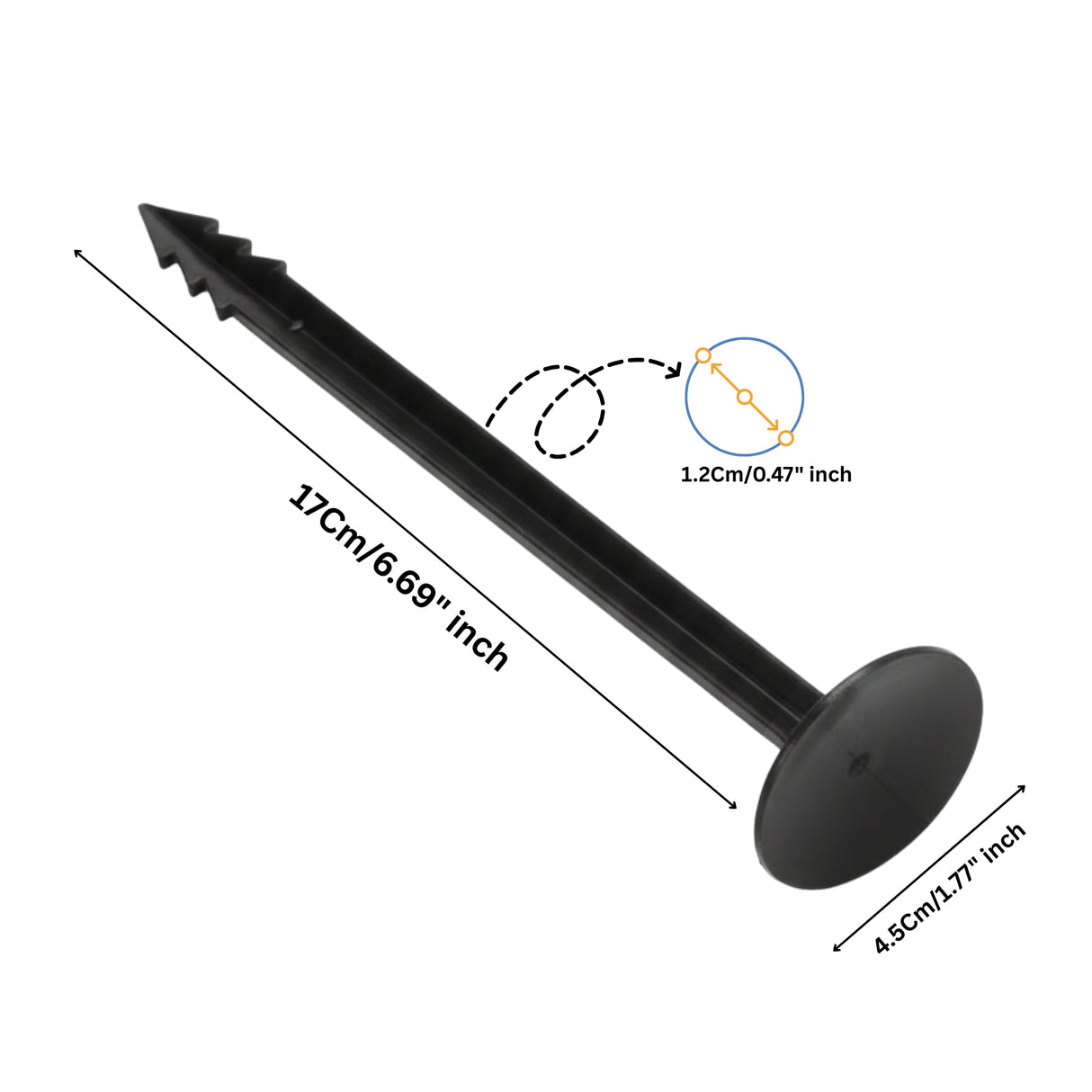 Singhal Weed Mat Nails - Plastic Ground Anchor Peg 17 cm | Heavy Duty Garden Stake for Weed Mat, Landscape Fabric & Net Fixing | UV Resistant, Weatherproof, Barbed Design (Black)