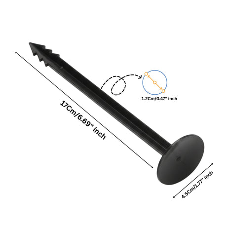 Singhal Weed Mat Nails - Plastic Ground Anchor Peg 17 cm | Heavy Duty Garden Stake for Weed Mat, Landscape Fabric & Net Fixing | UV Resistant, Weatherproof, Barbed Design (Black)