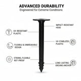 Singhal Weed Mat Nails - Plastic Ground Anchor Peg 17 cm | Heavy Duty Garden Stake for Weed Mat, Landscape Fabric & Net Fixing | UV Resistant, Weatherproof, Barbed Design (Black)