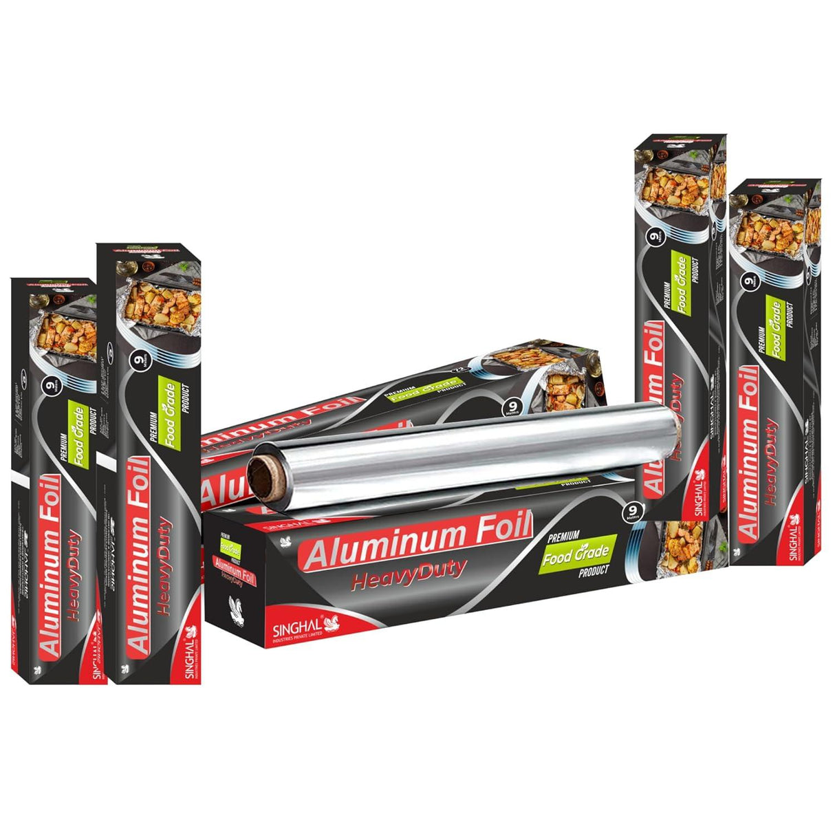 Aluminum Foil, 54 Meters, 11 Microns – Silver Foil for Kitchen, Food Packing, Wrapping, Storing, and Serving (9 Meters per Pack of 6) - Singhal Mart