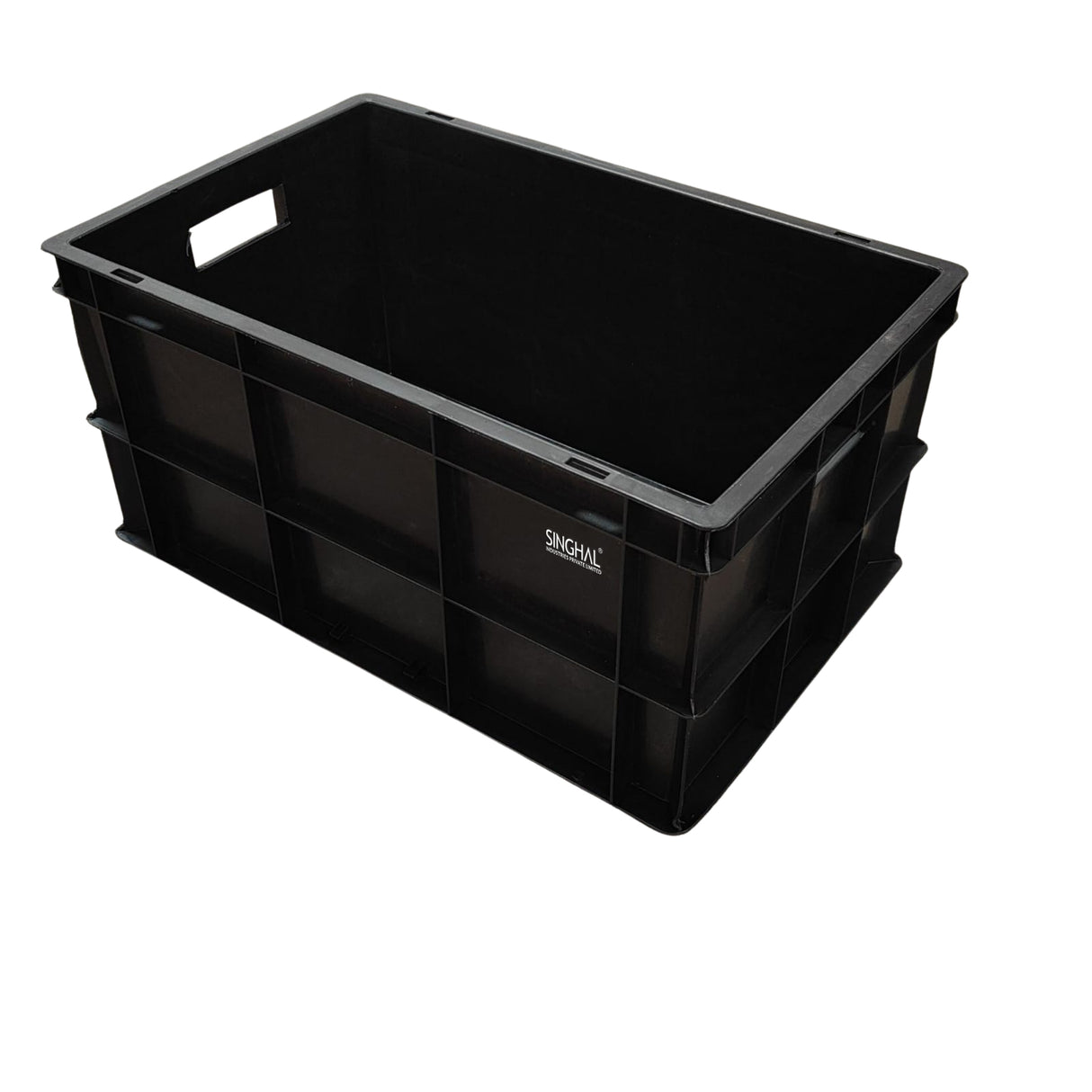 Singhal Black Plastic Crate - Multipurpose Storage Basket Bin (500x325x250 MM) - Made from Recyclable Plastic