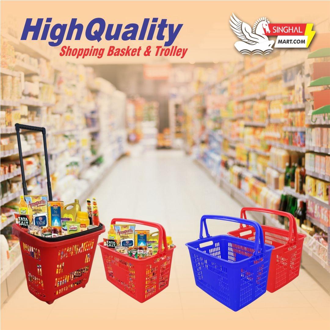Blue Color Personal Shopping Cart for Carry away & store in Car boot space - Singhal Mart