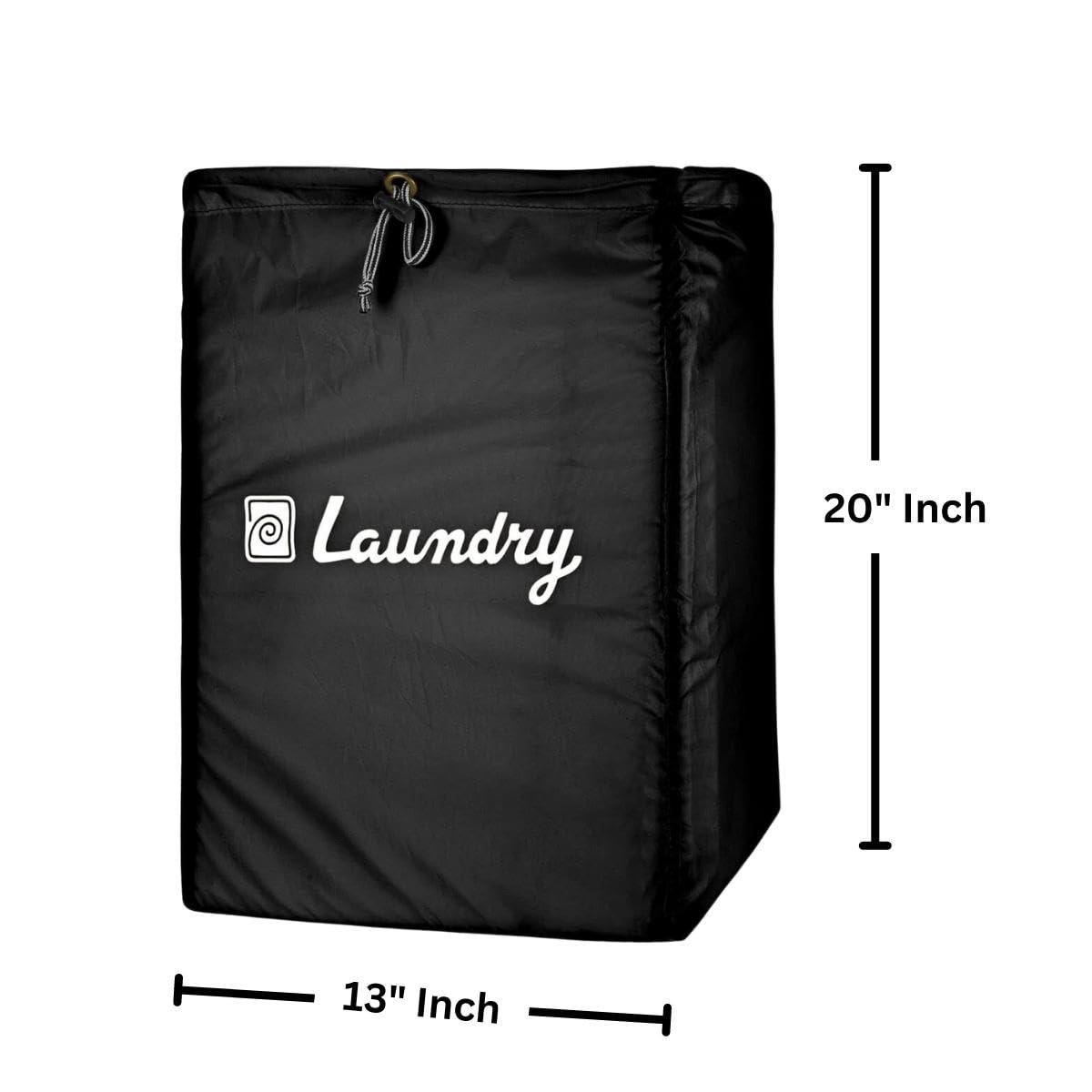 Foldable Laundry Bag with Drawstring, Black, 13x20 Inch – Perfect for Travel & Washing Machine, Single Pack - Singhal Mart