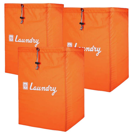 Foldable Laundry Bags with Drawstring Closure, Orange, 13x20 Inch – Combo Pack of 3, Perfect for Travel and Washing Machine Use - Singhal Mart