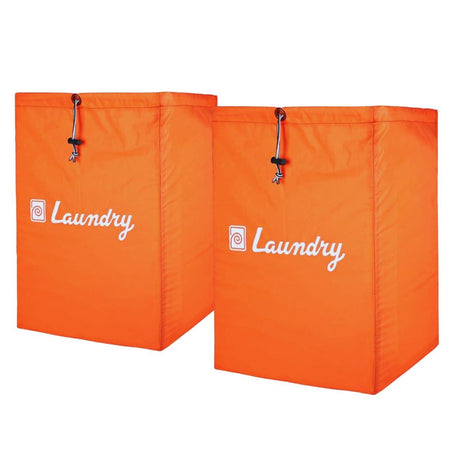 Foldable Laundry Bags with Drawstring, Orange, 13x20 Inch – Pack of 2, Perfect for Travel and Washing Machine Use - Singhal Mart