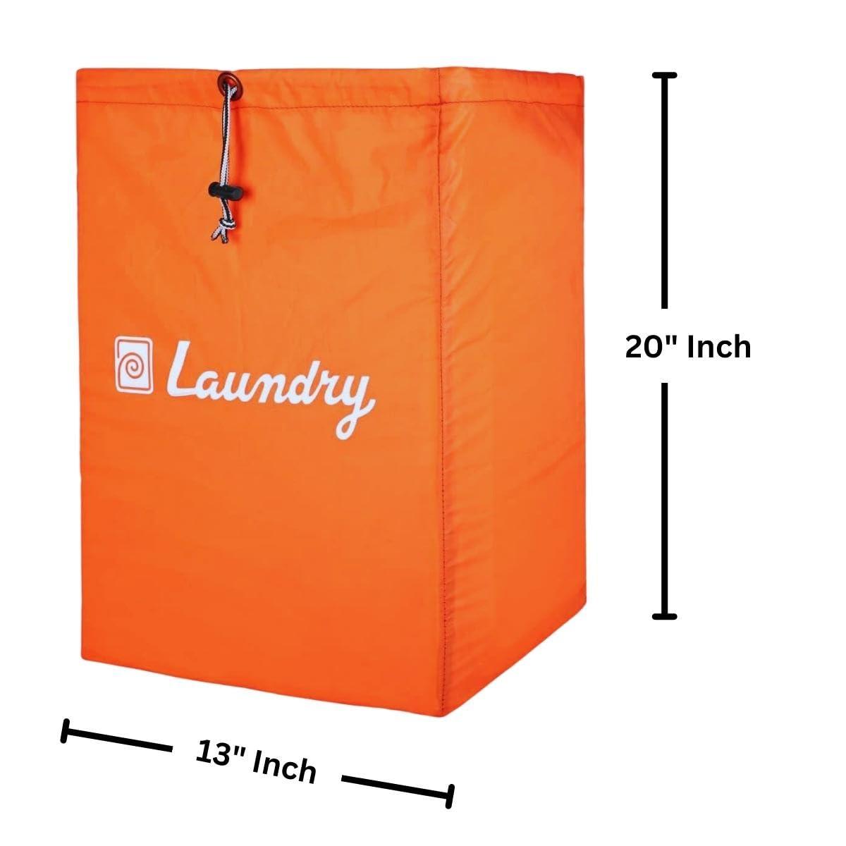 Foldable Laundry Bags with Drawstring, Orange, 13x20 Inch – Pack of 2, Perfect for Travel and Washing Machine Use - Singhal Mart