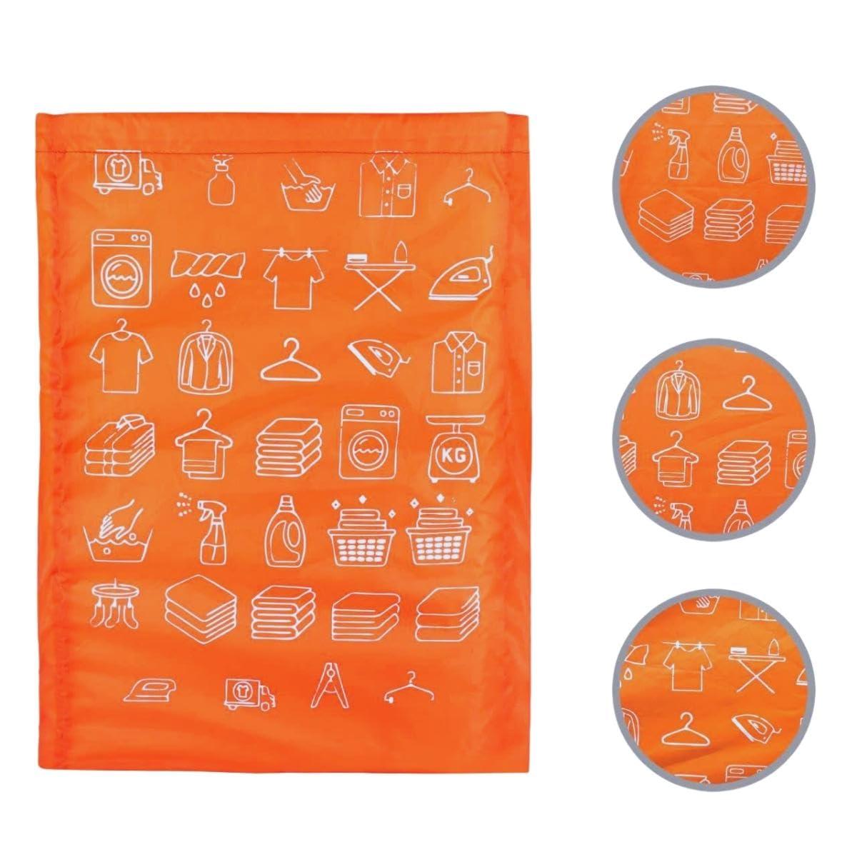 Foldable Laundry Bags with Drawstring, Orange, 13x20 Inch – Pack of 2, Perfect for Travel and Washing Machine Use - Singhal Mart
