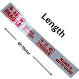 Handle with Care Fragile Tape – 48mm x 65m Roll, Printed Packaging Tape for Secure Handling and Shipping - Singhal Mart