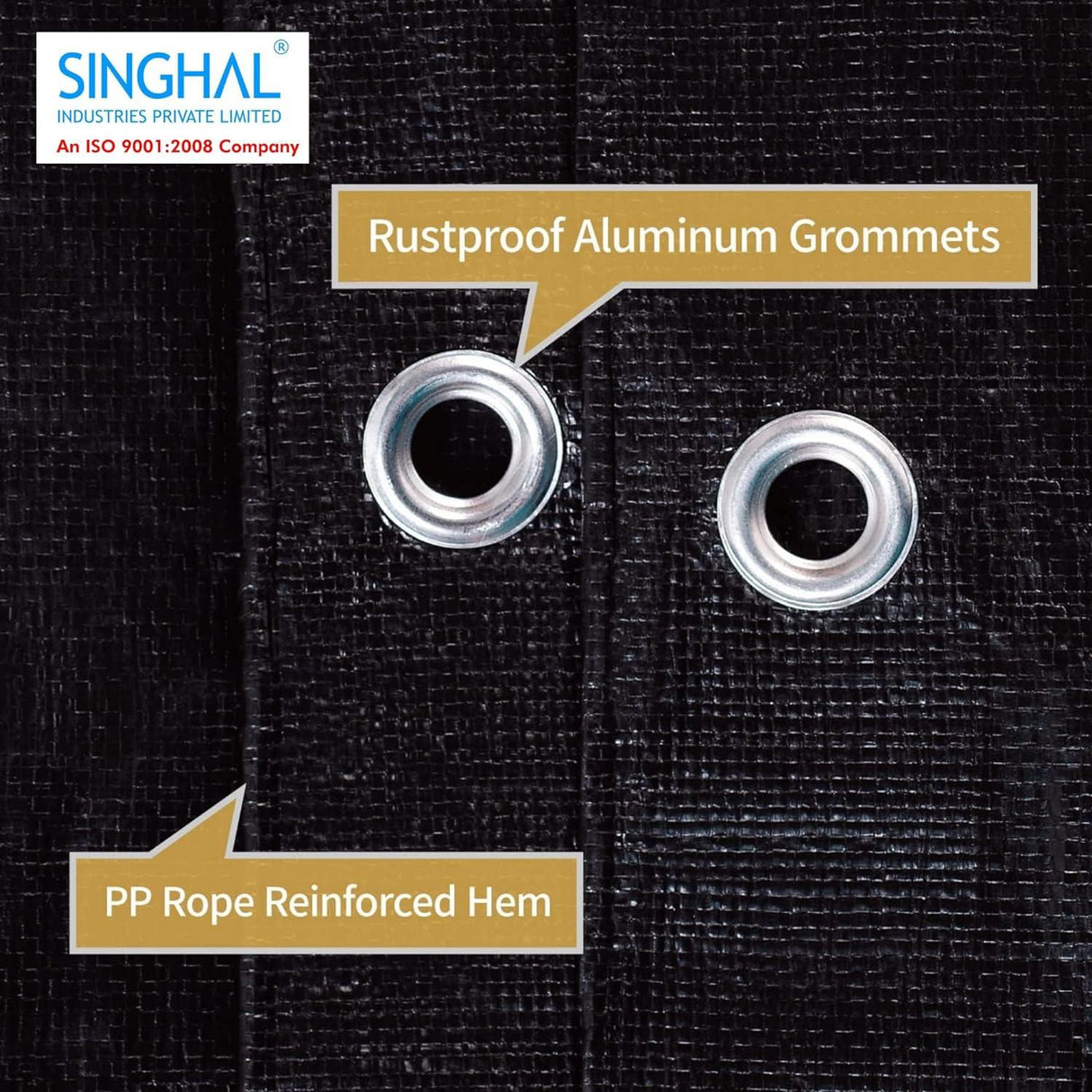 Heavy Duty Tarpaulin Sheet Black 170 GSM - Reinforced, UV Resistant, Waterproof - Singhal Mart