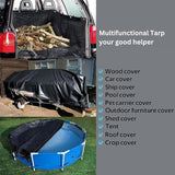 Heavy Duty Tarpaulin Sheet Black 170 GSM - Reinforced, UV Resistant, Waterproof - Singhal Mart