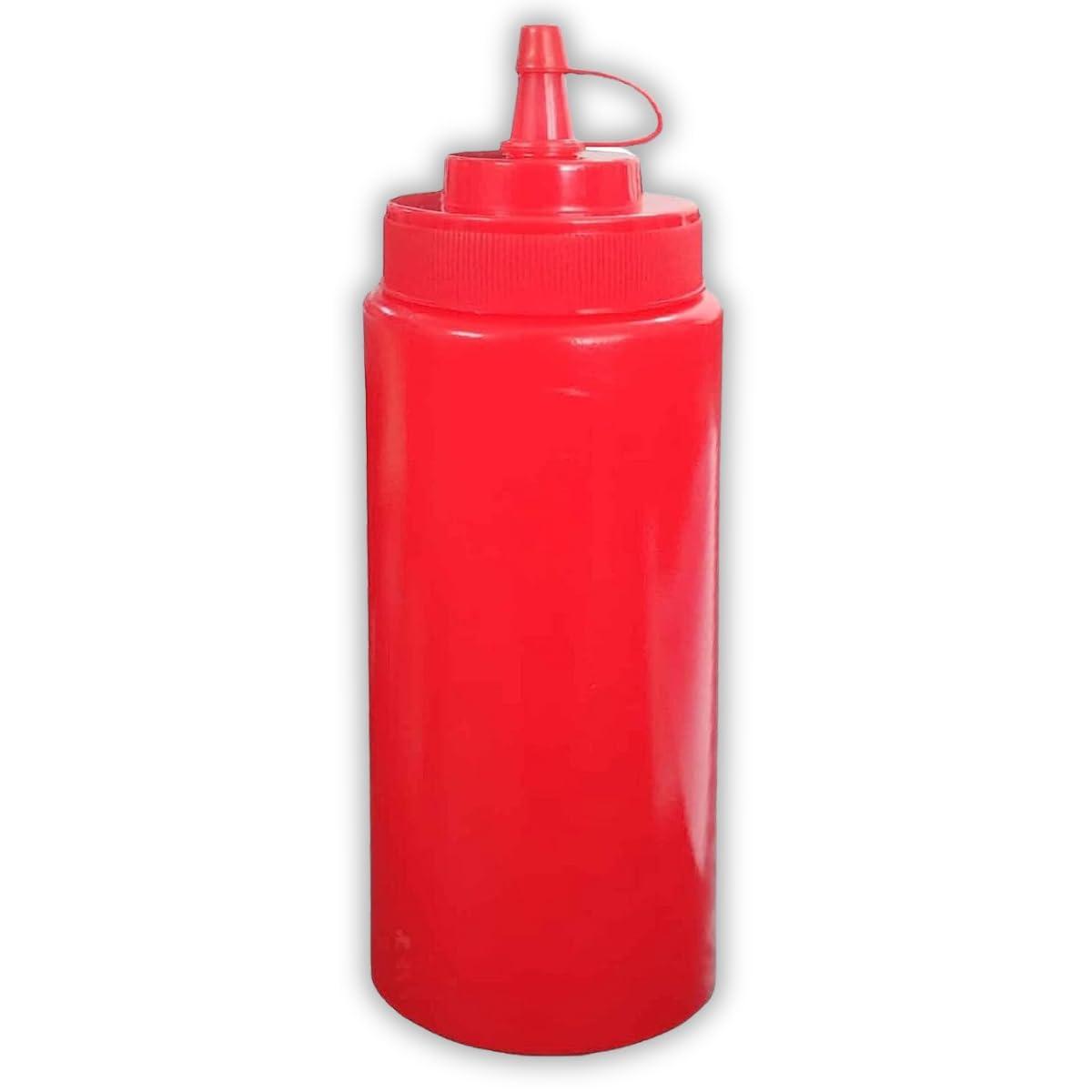 Ketchup Dispenser Bottle, 200 ML White/Red with Cap – Perfect for Home, Dining Tables, Cafes, and Restaurants, Includes Squeeze Bottle Cap - Singhal Mart