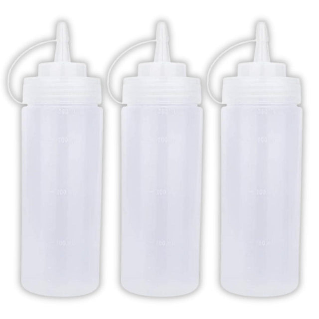 Ketchup Dispenser Bottle, 360 ML White – Pack of 3 Plastic Squeeze Bottles with Caps for Mustard and Sauces, Great for Home, Dining, and Cafes - Singhal Mart