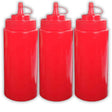 Ketchup Dispenser Bottle with Cap – 200 ML White/Red Plastic Squeeze Bottle for Mustard and Sauce, Pack of 3 for Home, Dining, and Cafes - Singhal Mart
