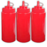 Ketchup Dispenser Bottle with Cap – 200 ML White/Red Plastic Squeeze Bottle for Mustard and Sauce, Pack of 3 for Home, Dining, and Cafes - Singhal Mart