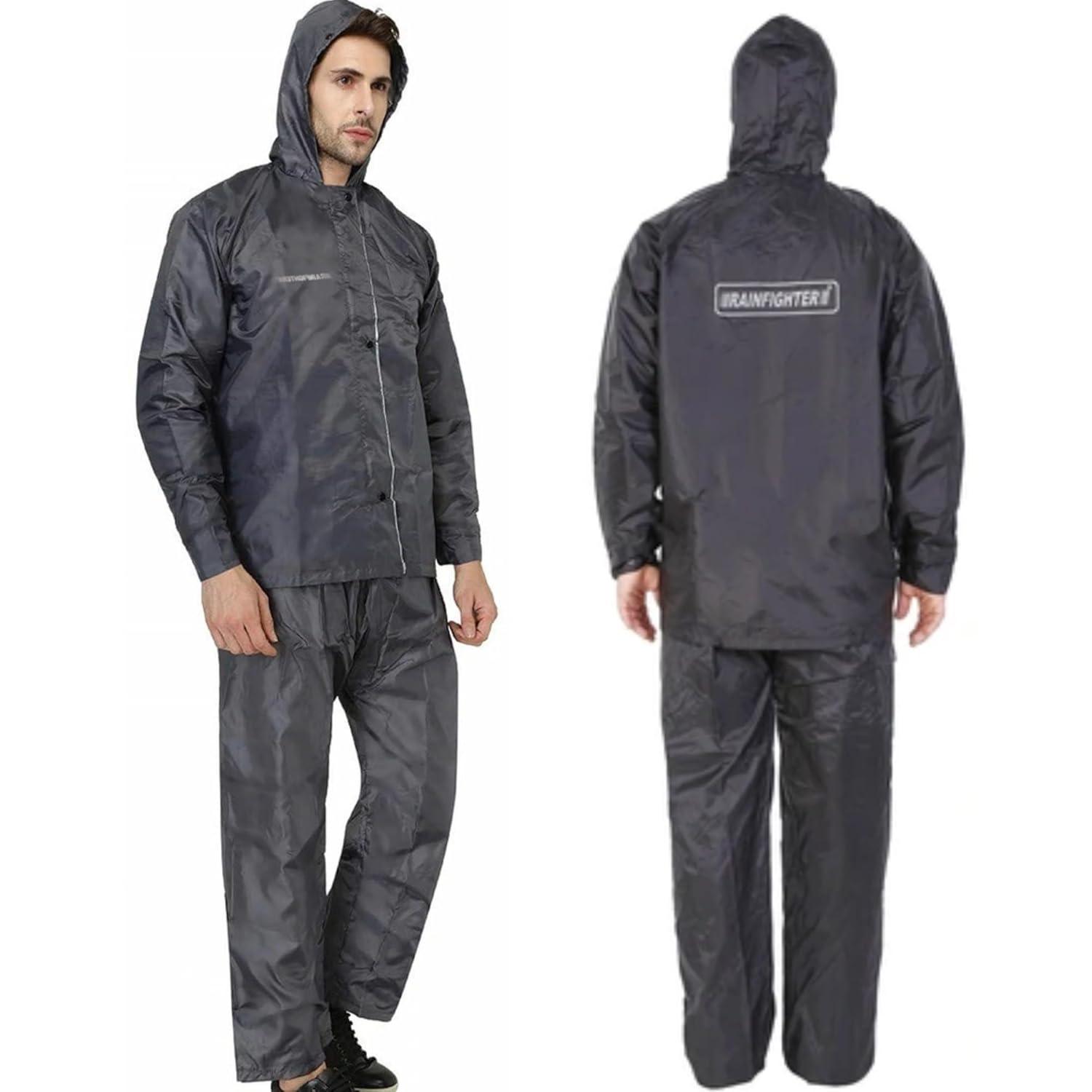 Men s Waterproof Rain Coat Set with Hood Pockets Singhal Mart