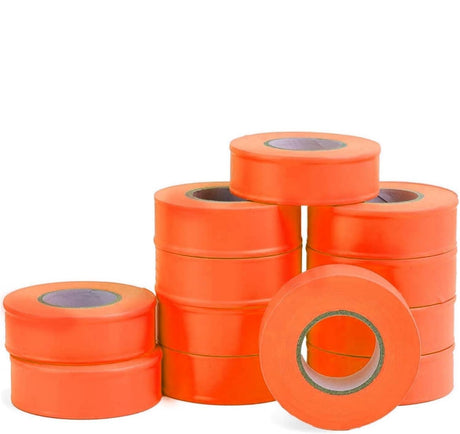 Orange Flagging Tape, 1 Inch Wide, 300 Feet Long | Highly Visible for Marking and Flagging | Combo Pack of 6 Rolls - Singhal Mart