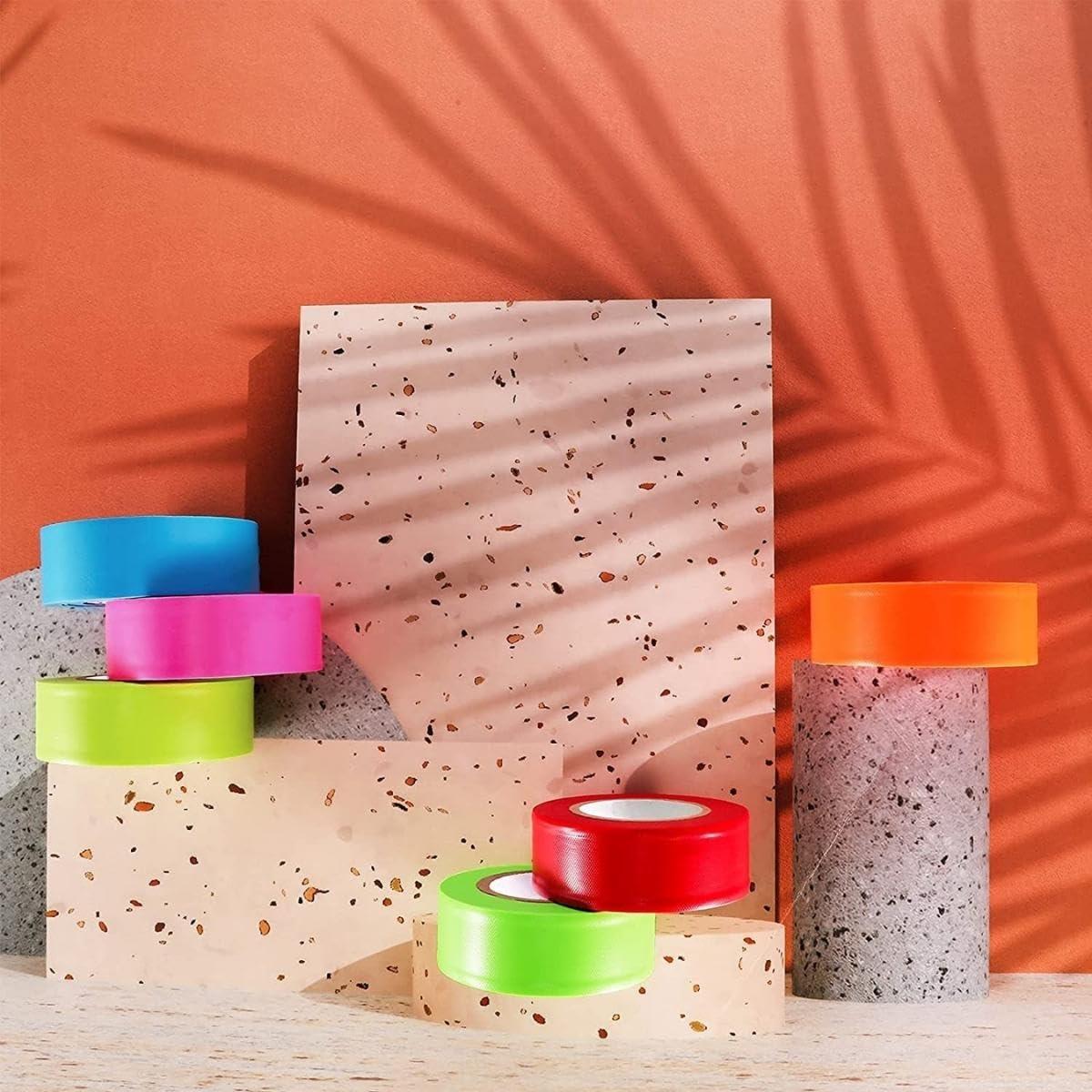 Orange Flagging Tape, 1 Inch Wide, 300 Feet Long | Highly Visible for Marking and Flagging | Combo Pack of 6 Rolls - Singhal Mart