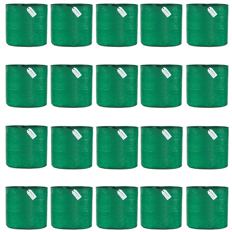 Pack of 20 15x12 Inch HDPE UV-Protected Round Grow Bags – Green Color for Terrace and Vegetable Gardening - Singhal Mart