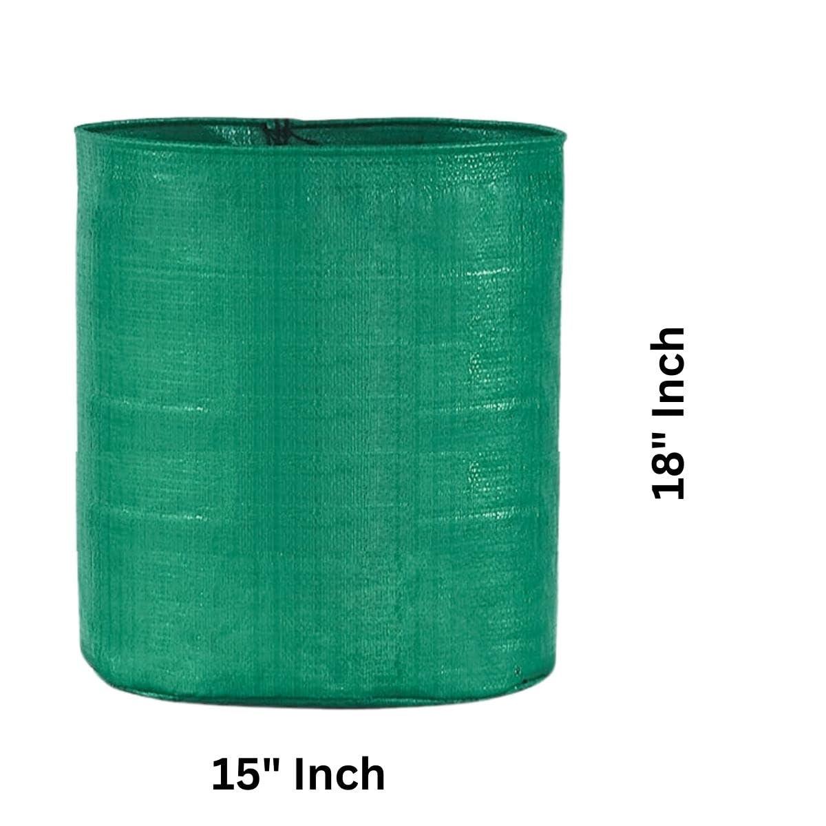Pack of 5 15x18 Inch HDPE UV-Protected Round Grow Bags – Green Color for Terrace and Vegetable Gardening - Singhal Mart