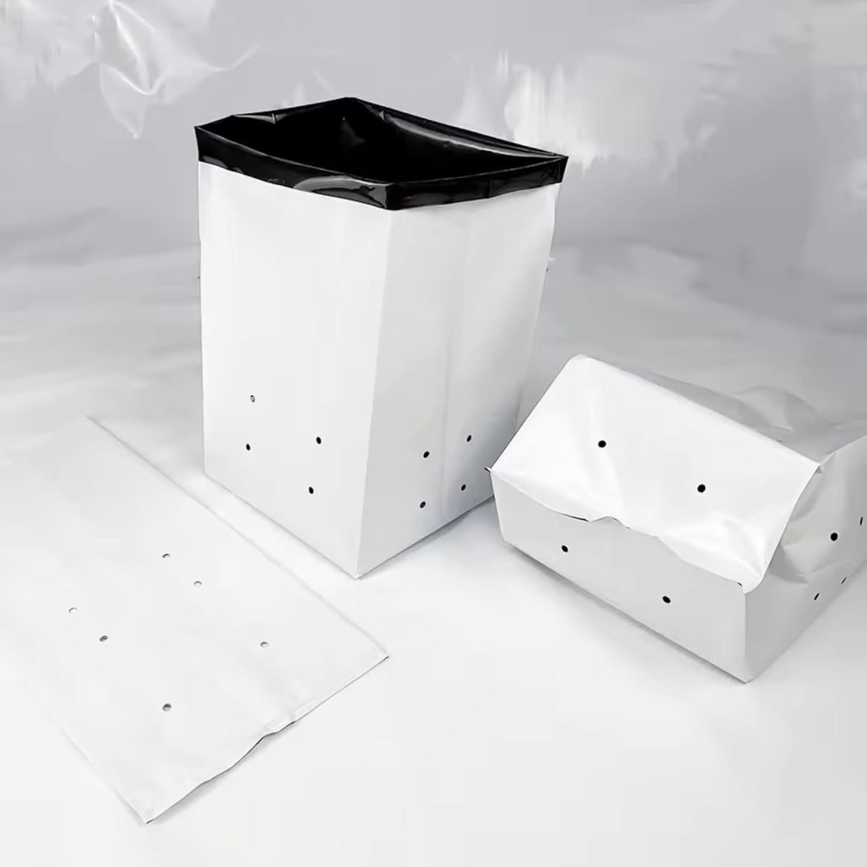 Poly Grow Bags - 10 pcs, 24x24x40 cm, White Outside, Black Inside. Perfect for growing vegetables and flowering plants. Durable and effective - Singhal Mart