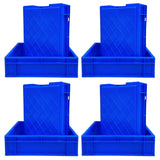 SINGHAL 10-Pack Heavy Duty Blue Plastic Crates, 40x30x12 CM | Versatile Storage Bins for Fruits, Vegetables, Milk, and More | Shelf Baskets - Singhal Mart