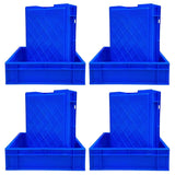 SINGHAL 10-Pack Heavy Duty Blue Plastic Crates, 40x30x12 CM | Versatile Storage Bins for Fruits, Vegetables, Milk, and More | Shelf Baskets - Singhal Mart