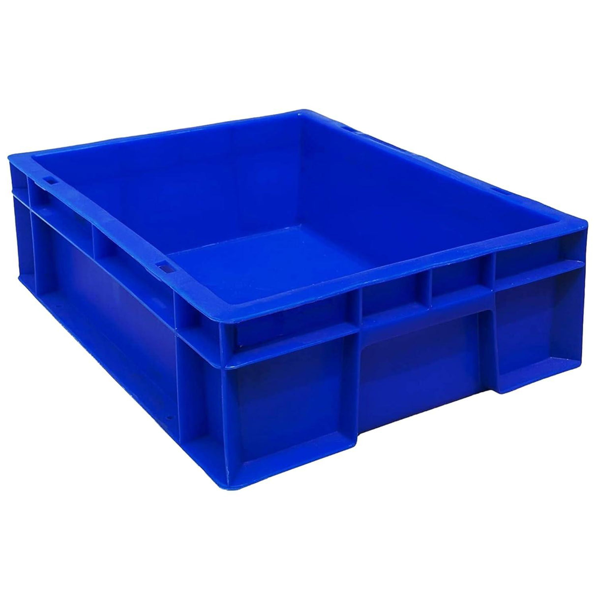 SINGHAL 10-Pack Heavy Duty Blue Plastic Crates, 40x30x12 CM | Versatile Storage Bins for Fruits, Vegetables, Milk, and More | Shelf Baskets - Singhal Mart