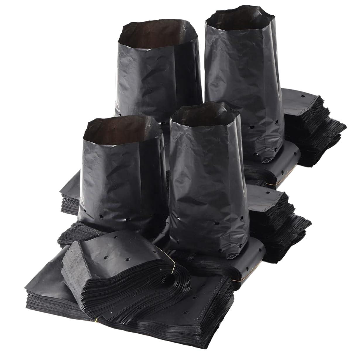 SINGHAL HDPE UV-Resistant Black Poly Grow Bags | 9x10 inches | 50-Pack for Home & Nursery Gardening - Singhal Mart
