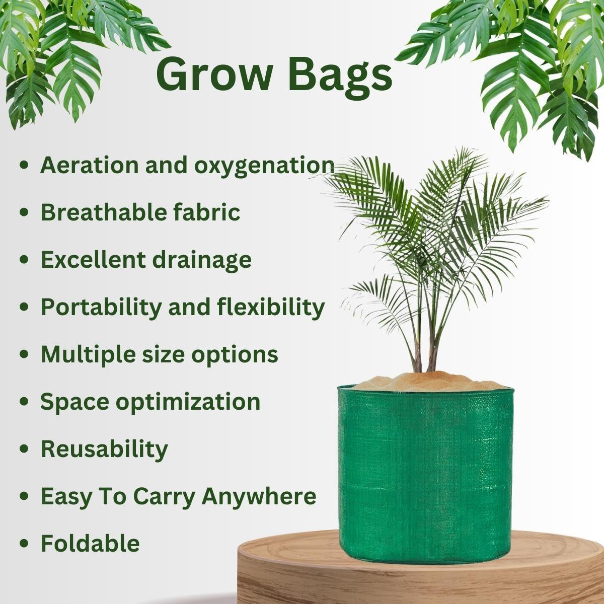 SINGHAL HDPE UV Protected Green Grow Bags Combo, 12x12" & 24x9" | 1 Bag Each | Pack of 2 - Singhal Mart