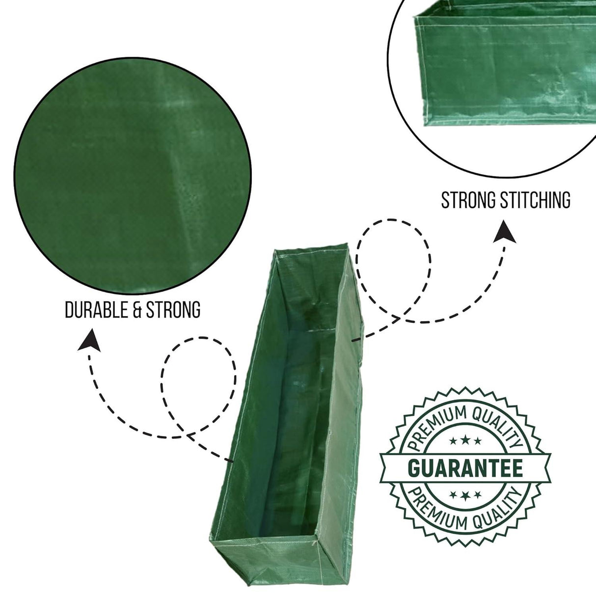 SINGHAL HDPE UV Protected Rectangular Grow Bags 60x12x12 Inches, Ideal for Terrace and Vegetable Gardening (Green) - Singhal Mart