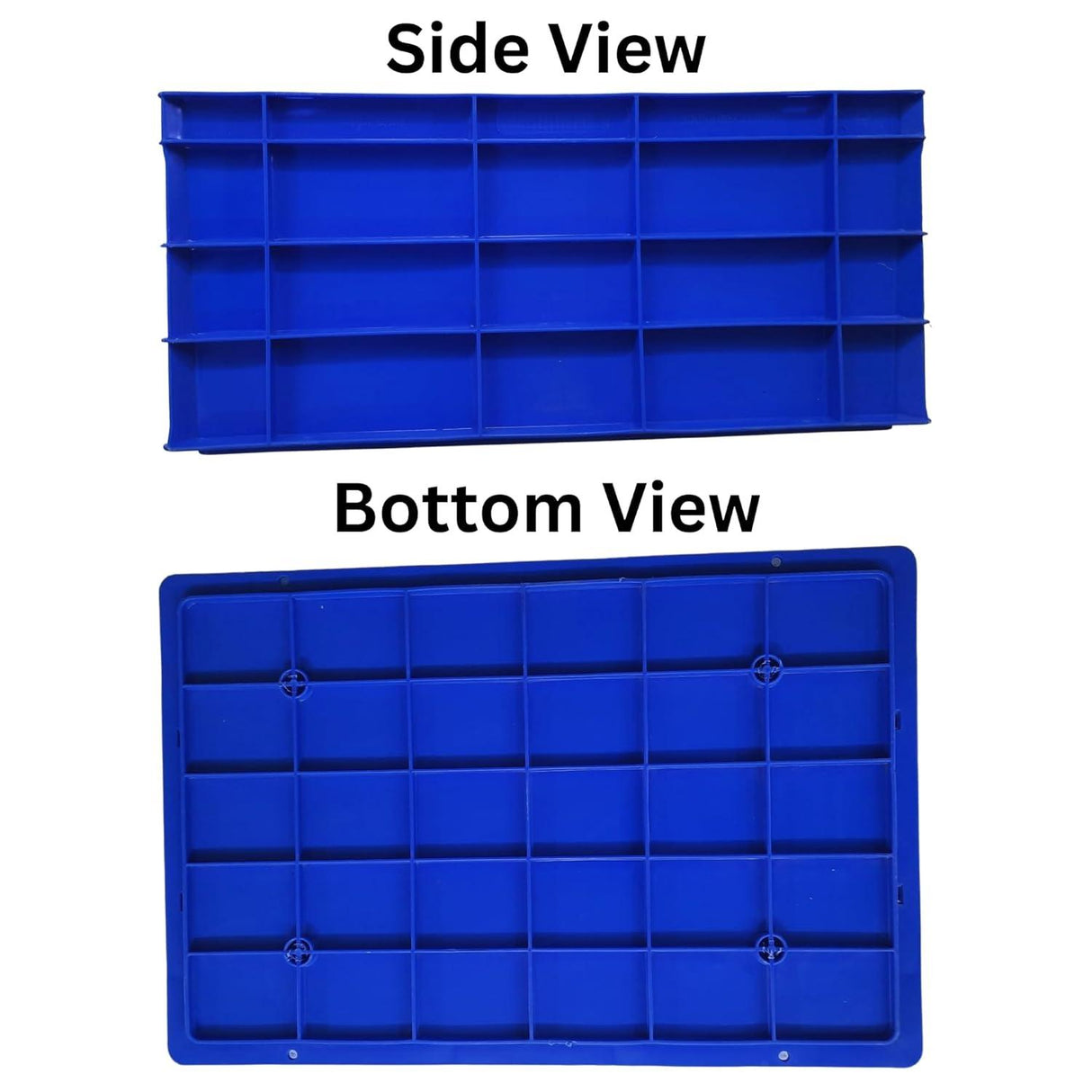 SINGHAL Heavy-Duty Big Blue Portable Plastic Crate 60x40x27 CM | Storage Crates | Shelf Basket for Large Items | Vegetable, Fruit, Milk | Pack of 2 - Singhal Mart