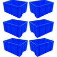 SINGHAL Heavy-Duty Blue Plastic Crates (40x30x22 cm) - Pack of 6 | Versatile Storage Baskets for Vegetables, Fruits, Milk, and More - Singhal Mart