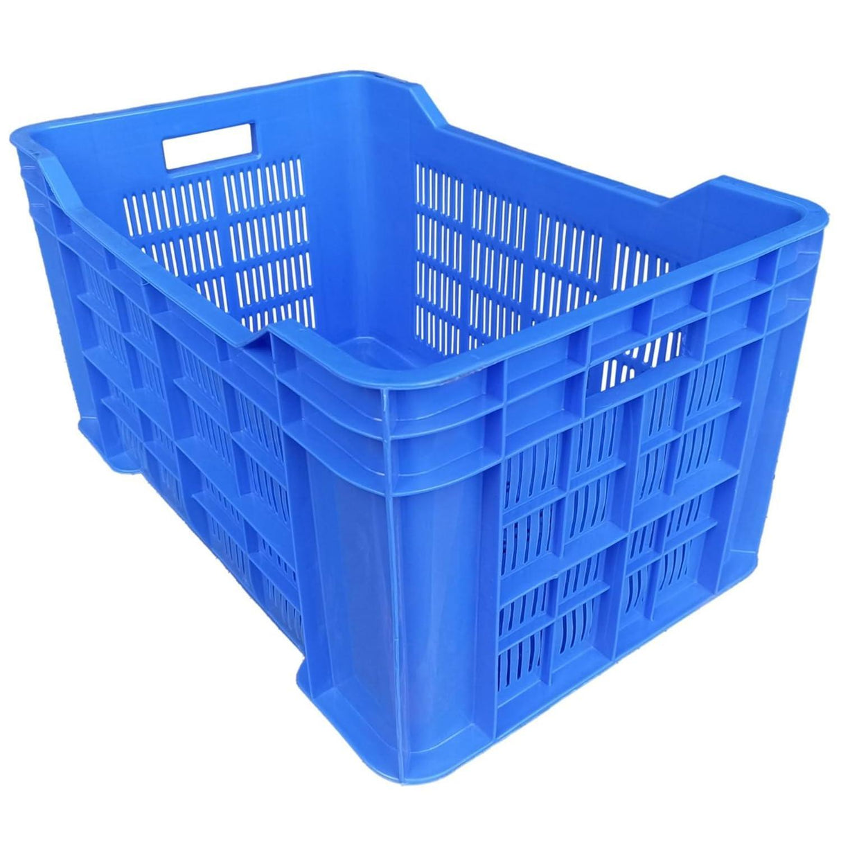 SINGHAL Heavy Duty Big Blue Portable Plastic Crate 54x36x29 CM | Versatile Storage Crate | Large Bin for Vegetables, Fruit, Milk & More - Singhal Mart