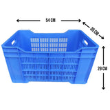 SINGHAL Heavy Duty Big Blue Portable Plastic Crate 54x36x29 CM | Versatile Storage Crate | Large Bin for Vegetables, Fruit, Milk & More - Singhal Mart