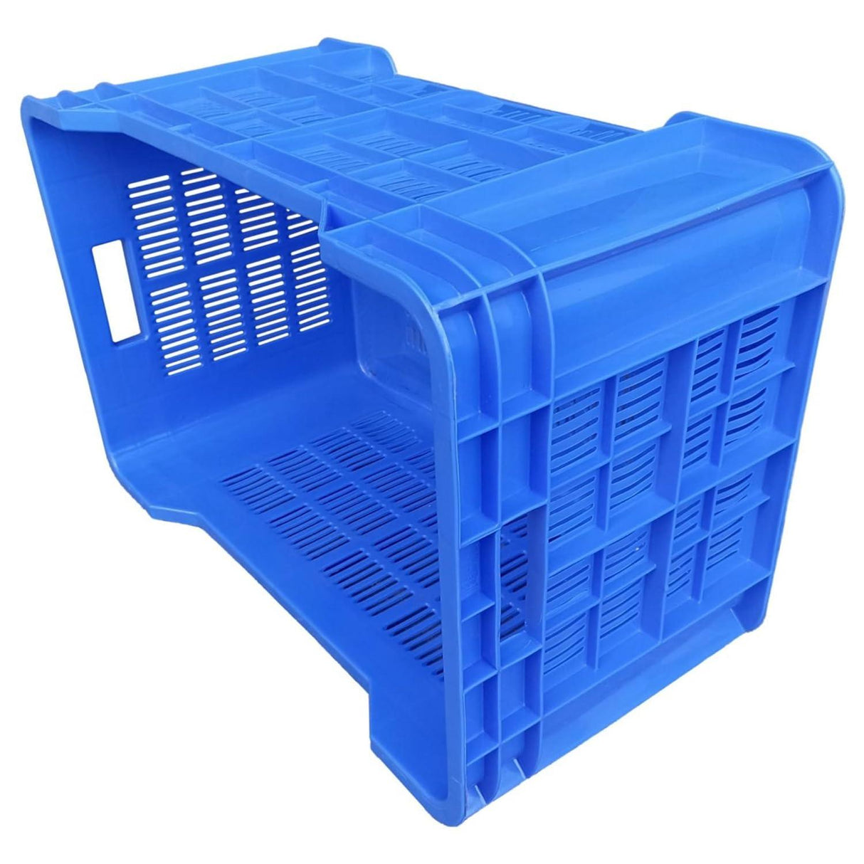SINGHAL Heavy Duty Big Blue Portable Plastic Crate 54x36x29 CM | Versatile Storage Crate | Large Bin for Vegetables, Fruit, Milk & More - Singhal Mart