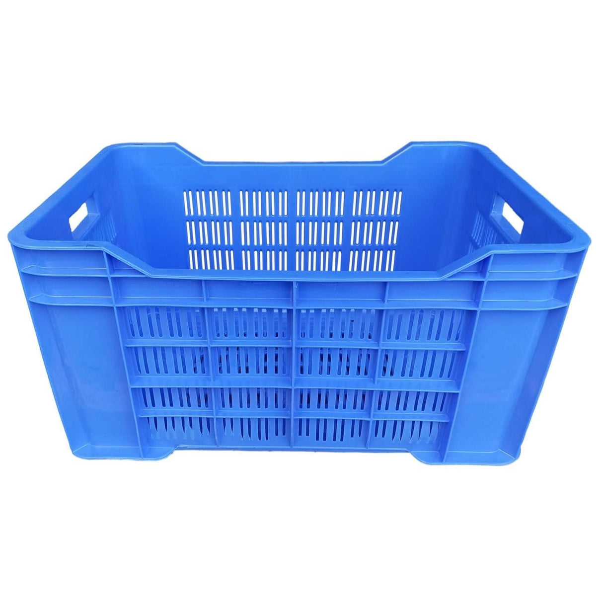 SINGHAL Heavy Duty Big Blue Portable Plastic Crate 54x36x29 CM | Versatile Storage Crate | Large Bin for Vegetables, Fruit, Milk & More - Singhal Mart
