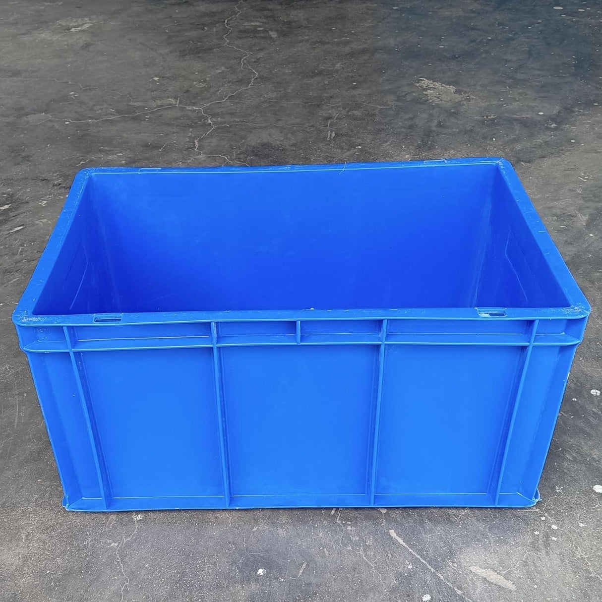 SINGHAL Heavy Duty Blue Portable Plastic Crate Set of 2 | Versatile Storage for Vegetables, Fruits, Fish, Milk | Large Shelf Baskets for Organizing - Singhal Mart