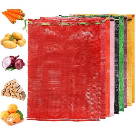 SINGHAL Leno Mesh Produce Bags – Reusable Vegetable and Onion Storage Net Bags, Washable (20x32 Inch, Blue, Pack of 10) - Singhal Mart