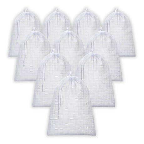 SINGHAL PP Mesh Storage Bags 18x30 Inch with Drawstring, White | 25kg Capacity for Packaging Produce, Vegetables, and Fruit | Multipurpose Bora, Bori (5) - Singhal Mart