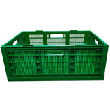 SINGHAL Pack of 2 Stackable Storage Crates - Foldable Plastic Baskets, Multipurpose, 500x325x200 mm, Green - Singhal Mart
