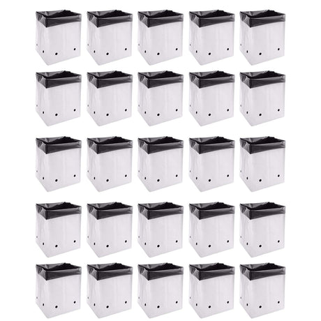 SINGHAL Poly Grow Bags (25 pcs) - Ideal for Vegetables and Flowers, Dual Color (White Outside, Black Inside), 24x24x40 cm - Singhal Mart