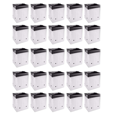 SINGHAL Poly Grow Bags (25 pcs) - Ideal for Vegetables and Flowers, Dual Color (White Outside, Black Inside), 24x24x40 cm - Singhal Mart