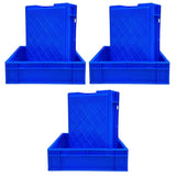 SINGHAL Set of 6 Heavy Duty Blue Plastic Crates (40x30x12 cm) | Versatile Storage Bins for Vegetables, Fruits, Milk, and More - Singhal Mart