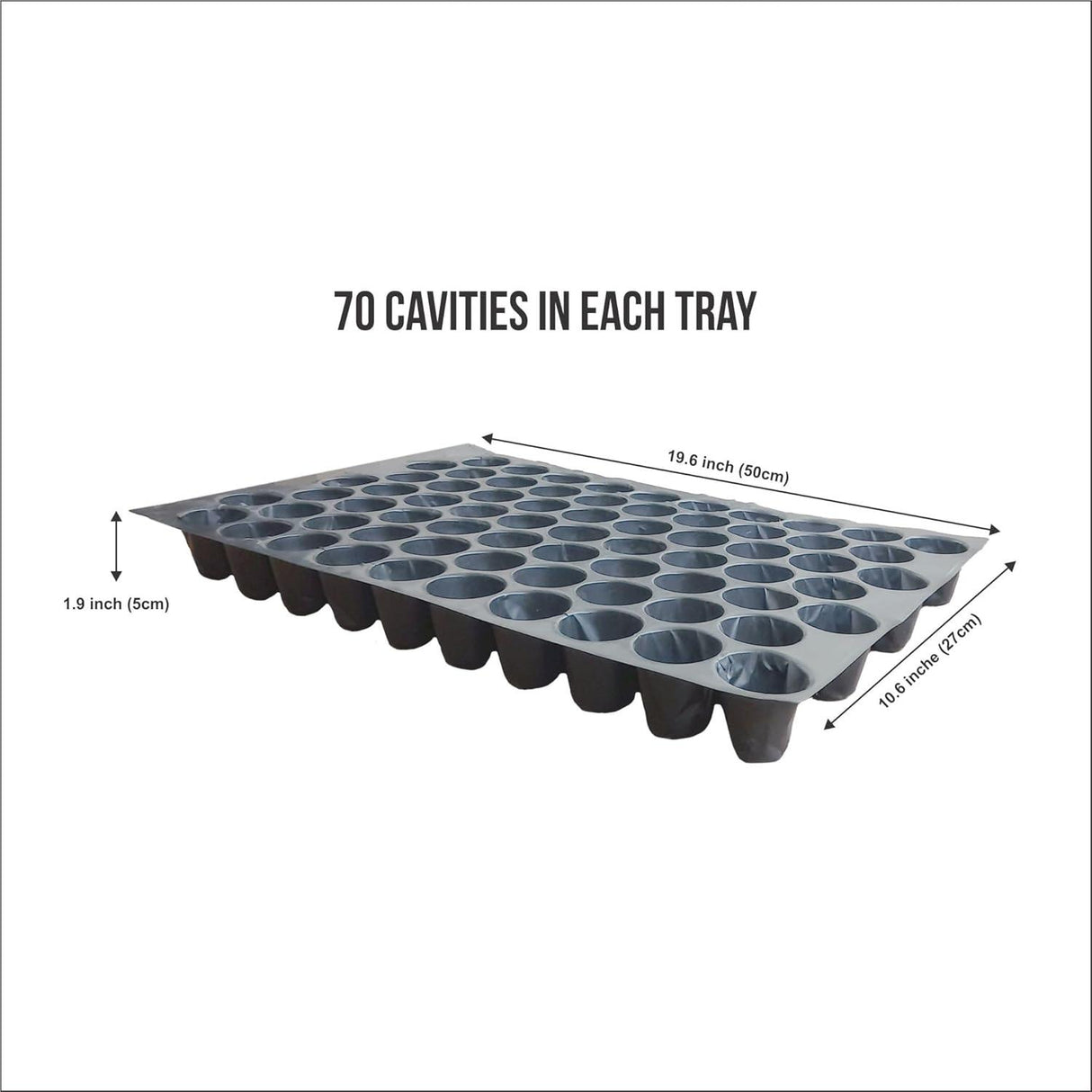 Seedling Tray - Pack of 15 (Black, 70 Holes) Germination Trays for Seedling, Nursery Trays for Plants, Reusable Plastic Trays for Garden Plantation, 70 Cavities Tray for Seeding - Singhal Mart