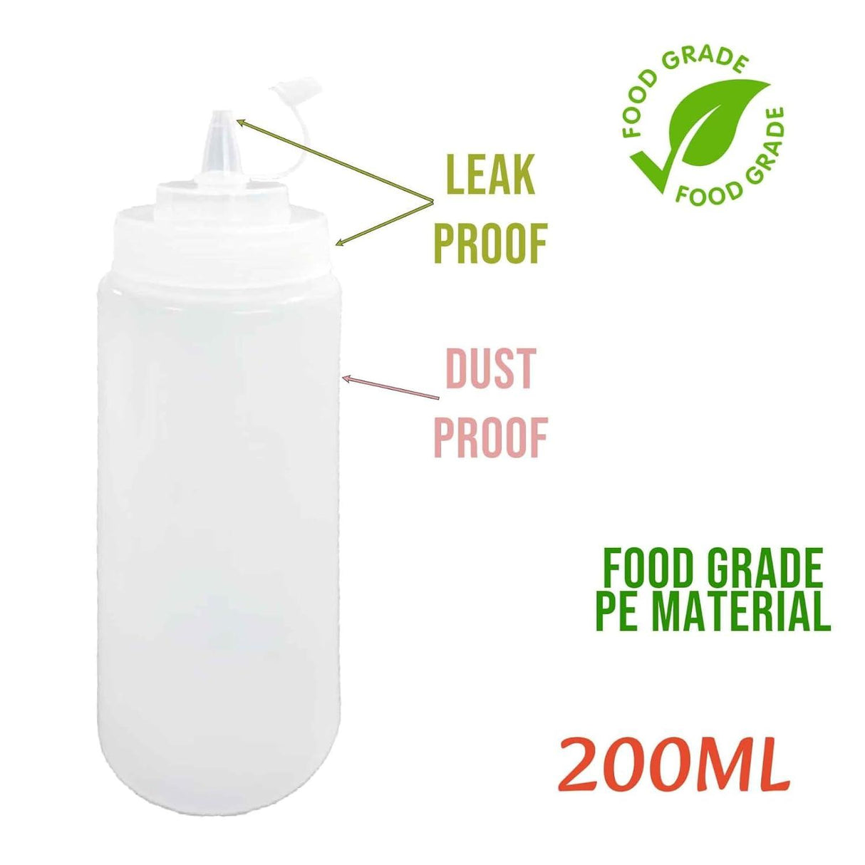 Set of 12 plastic squeeze bottles with caps, perfect for ketchup, mustard, and sauces. Each bottle holds 150 ML for easy dispensing - Singhal Mart